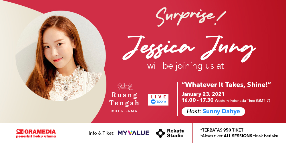 banner Jessica Jung: Whatever It Takes, Shine! dalam Ruang Tengah #Bersama Gramedia Pustaka Utama