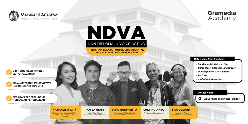 Program Non-Diploma in Voice Acting (NDVA) Kelas Online Gramedia Academy KOGA